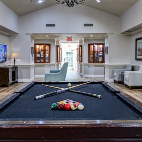 pool table in a nicely decorated room