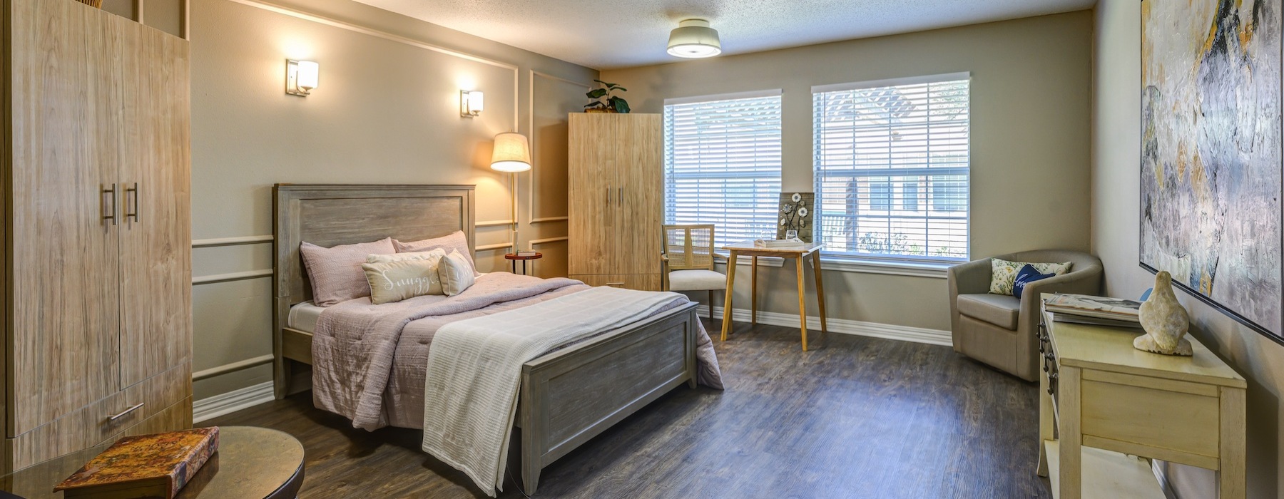 modern spacious decorated bedroom