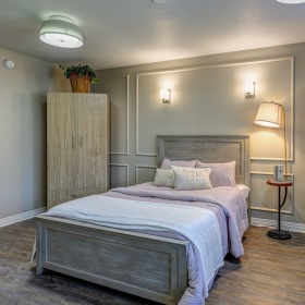 furnished bedroom with modern finishes
