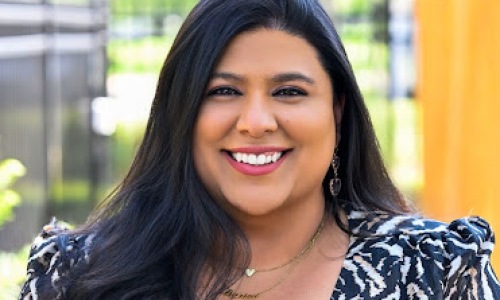 smiling woman outside